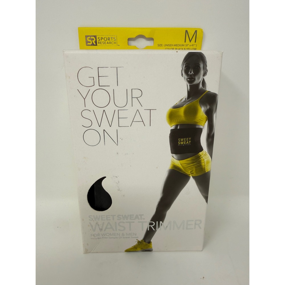 Sweet Sweat Waist Trimmer Band (Unisex) Trainer Belt - Black‎ Yellow Size M New